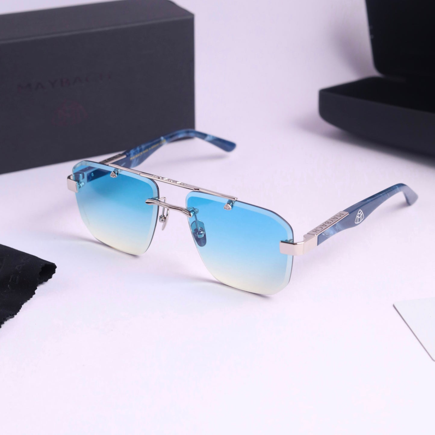 Maybach Z084 Silver Blue Luxury Unisex Sunglasses