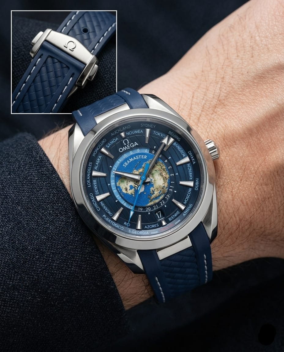 Omega Seamaster Aqua Terra 150M Quartz World Map Luxury Men's Watch