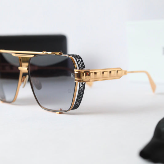 Balmain 155 Gold Black Shaded Luxury Unisex Sunglasses