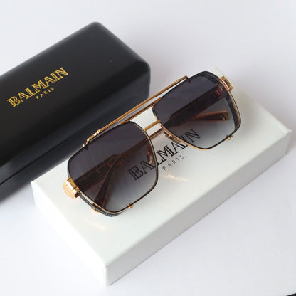 Balmain 155 Gold Black Shaded Luxury Unisex Sunglasses