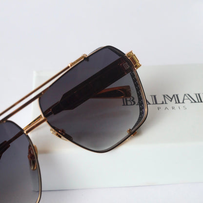 Balmain 155 Gold Black Shaded Luxury Unisex Sunglasses