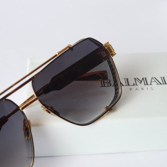 Balmain 155 Gold Black Shaded Luxury Unisex Sunglasses