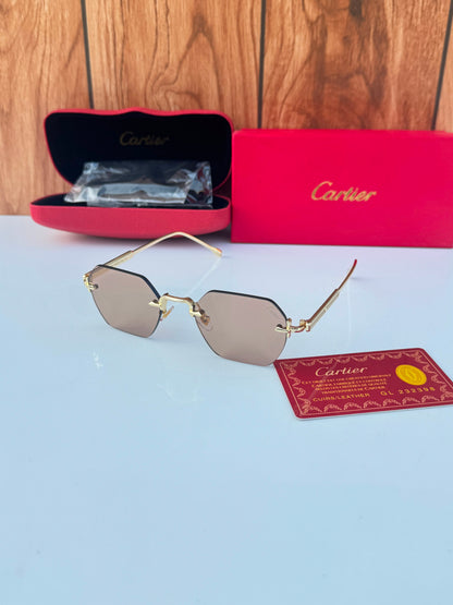 Cartier 2503 Gold Peach Luxury Unisex Sunglasses