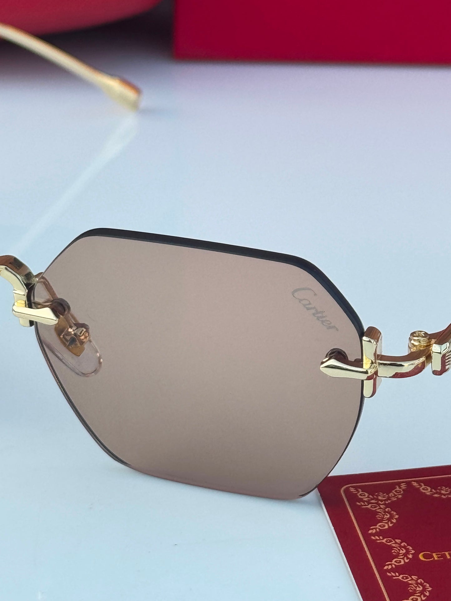 Cartier 2503 Gold Peach Luxury Unisex Sunglasses