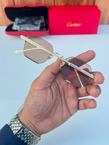 Cartier 2503 Gold Peach Luxury Unisex Sunglasses