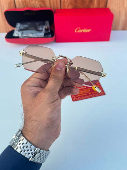 Cartier 2503 Gold Peach Luxury Unisex Sunglasses
