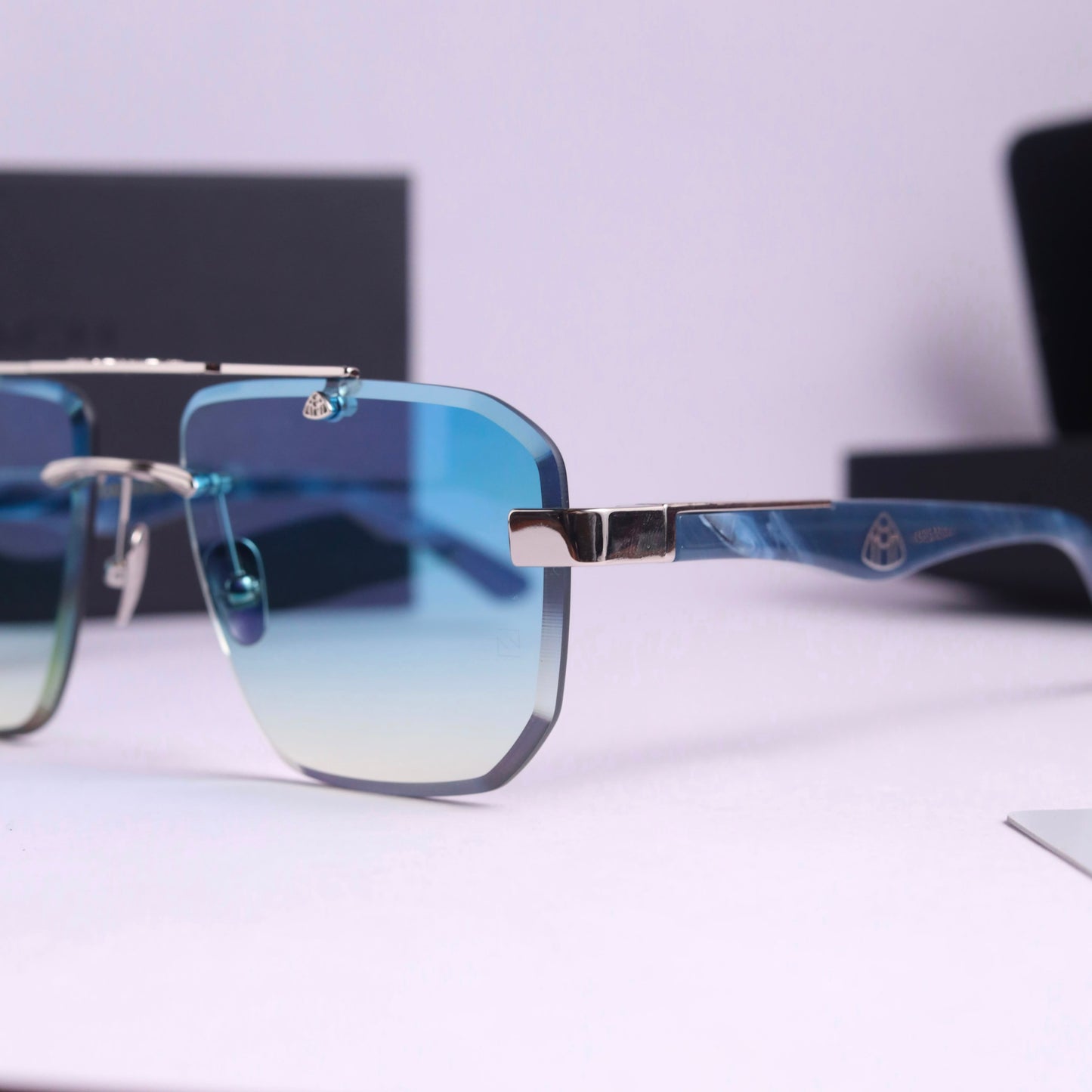 Maybach Z084 Silver Blue Luxury Unisex Sunglasses