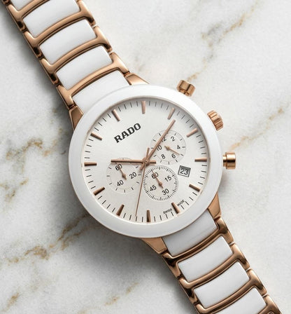 Rado Centrix Chronograph White & Copper Luxury Women's Watch