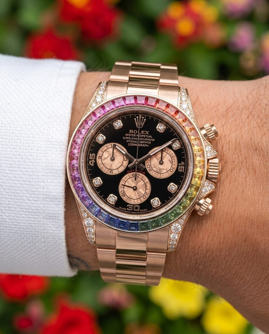 Rolex Oyster Perpetual Rainbow 40 – Premium 3-Color Quartz Watch for Men