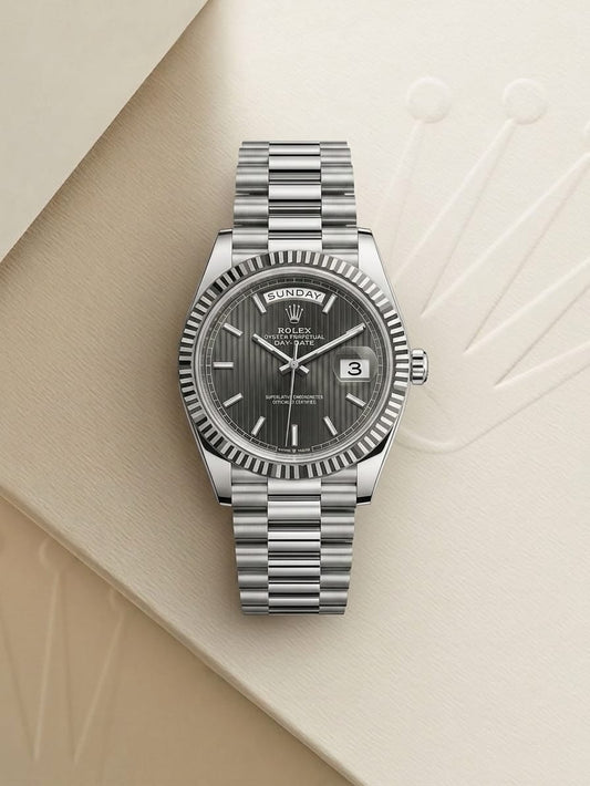 Rolex Oyster Perpetual Day-Date 40 – Gold Green Dial Battery Watch for Men